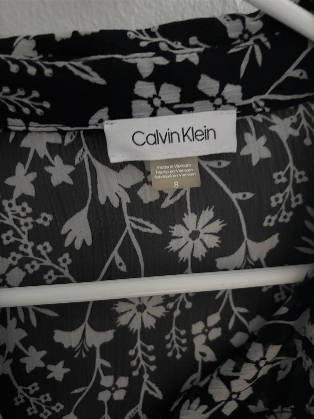 Calvin Klein Black and White Floral Midi Dress - Picture 4 of 7